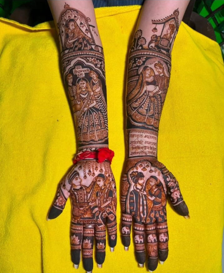 Full hand bridal mehndi intricate detailing