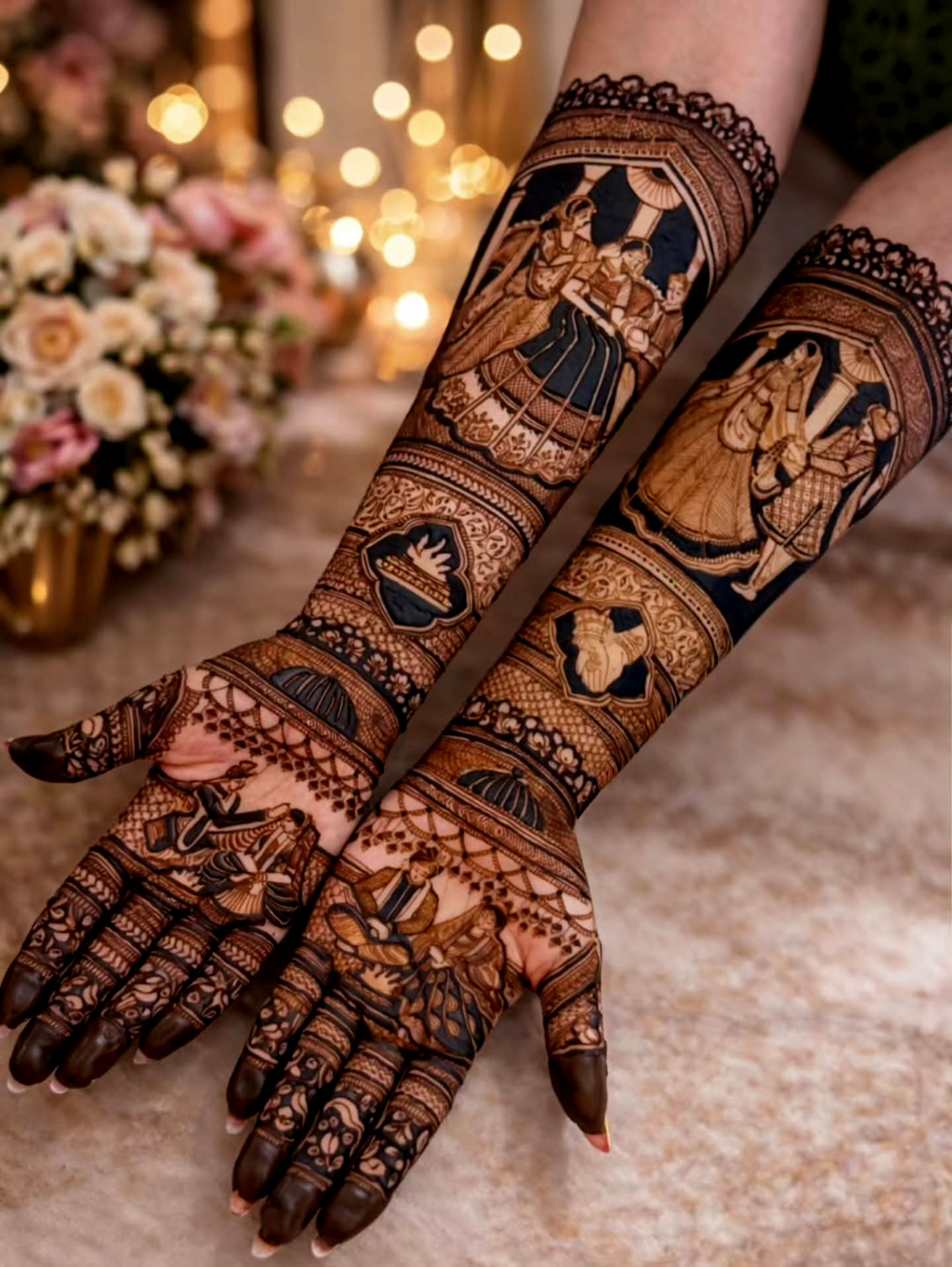 Arabic mehndi pattern with bold strokes