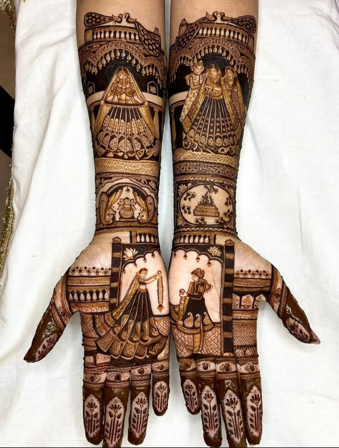 Floral mehndi artwork with fine shading